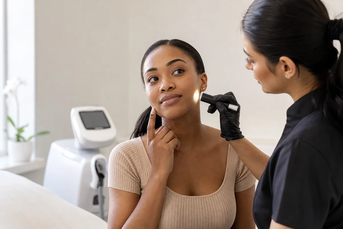 assessment of fine facial hair before laser hair removal